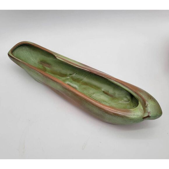 RARE  Extra Large Vintage 19.5" Oblong Prairie Green Planter - Picture 7 of 8